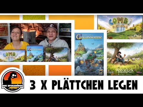 Drei neue Plättchenlegespiele für Familien - Nebel über Carcassonne - Applejack - Combi Nations
