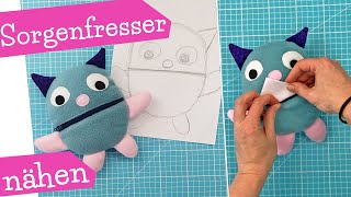 Stofftier wie Sorgenfresser nähen | Zip Mund Freund | Monster mit Zip Mund | Nähen lernen mommymade