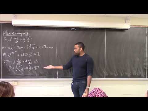 Math 1206-R04 Lecture 16 - More Implicit Differentiation and Logarithmic Differentiation