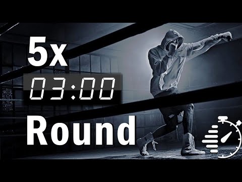 5 Rounds Boxing Timer - 5x 3min Round with 1min break - with bell - no music