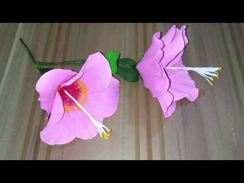 How to Make Hibiscus Crepe Paper Flowers - Flower Making of Crepe Paper- Paper Flower Tutorial