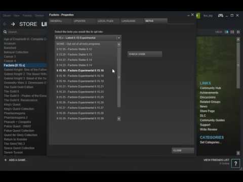 Factorio - Changing Beta Version