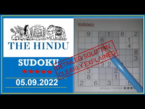 Corrected video - How to Solve 5 Star Hindu  Sudoku Sep 05,  2022 -  Step By Step Solution