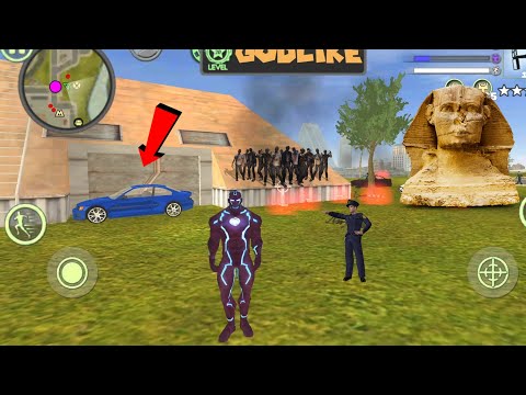 Neon Iron Stickman Rope Hero City Gangstar Mafia (Block Zombies Cave) Blue Car - Android Gameplay HD
