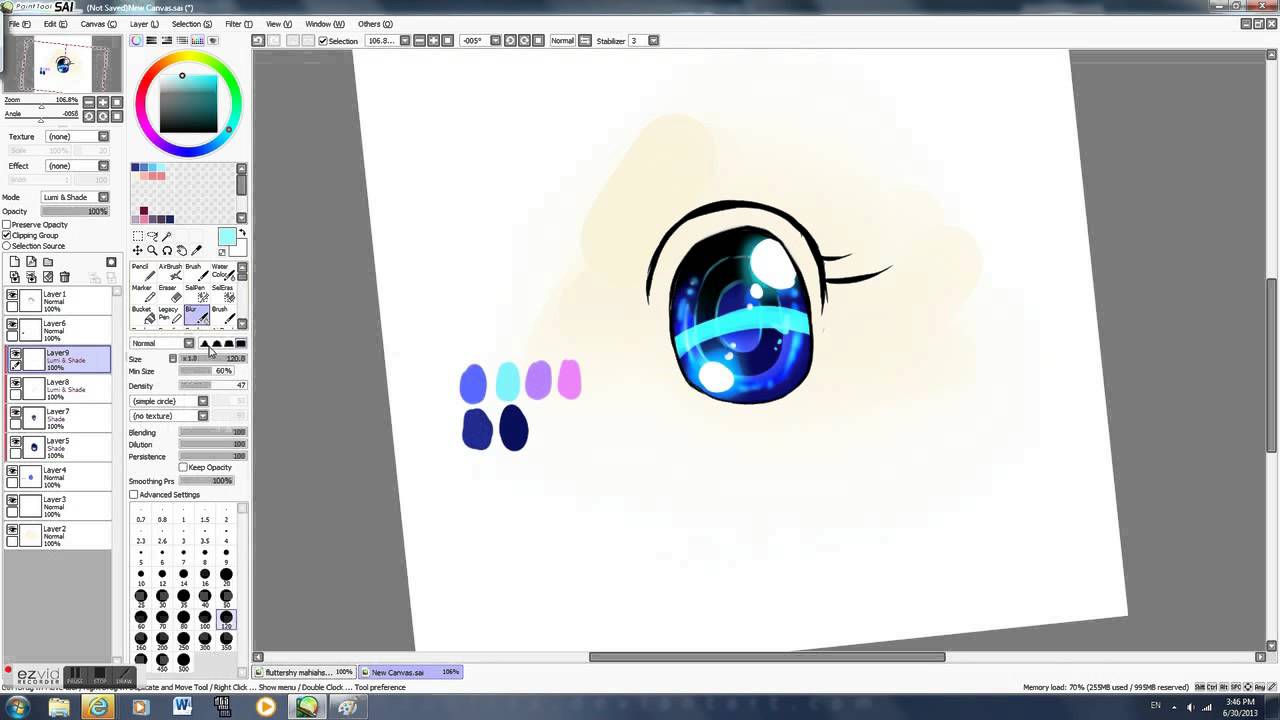 Eye tutorial SAI paint tool anime