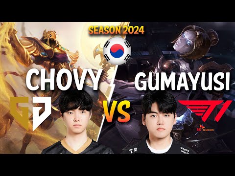 GEN Chovy vs T1 Gumayusi - Chovy AZIR vs Gumayusi ORIANNA Mid - Patch 14.4 KR Ranked CHALLENGER