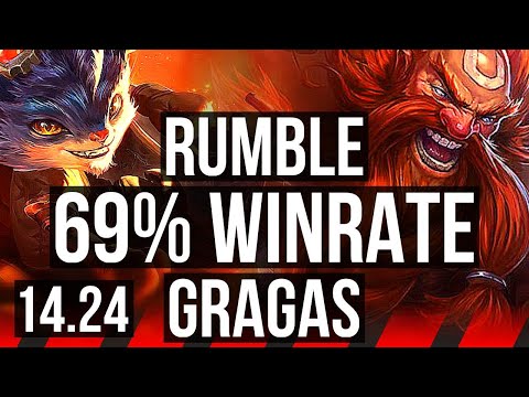 RUMBLE vs GRAGAS (TOP) | 69% winrate, 3/2/7 | NA Challenger | 14.24