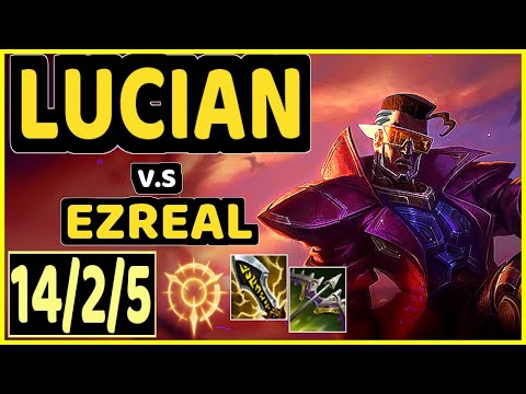 LUCIAN vs EZREAL - QUADRAKILL 14/2/5 KDA BOTTOM ADC GAMEPLAY - EUW Ranked MASTER