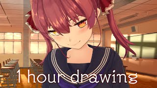 【セーラー服若マリン】1時間でみこちを描きます【ホロライブ/宝鐘マリン】