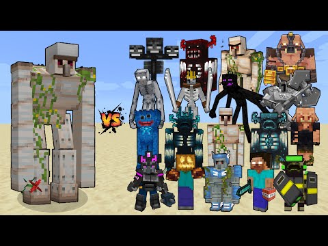 Mutant Iron Golem vs Mutant Mobs & Bosses - Minecraft Mob Battle