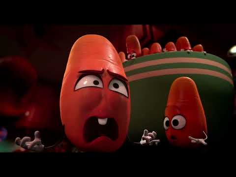 Sausage Party red-band trailer still — Frank the hot dog staring at the shoppers’ aisle like it’s a portal to heaven