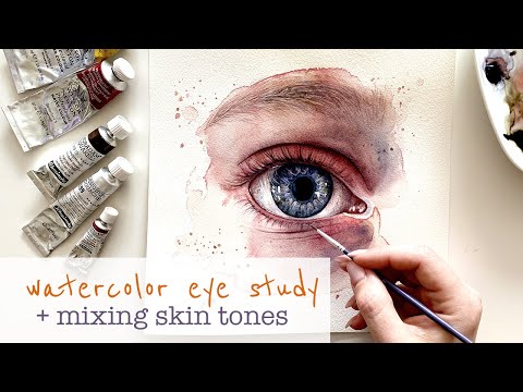 How to mix skin tones in watercolor + EYE PAINTING (tutorial)