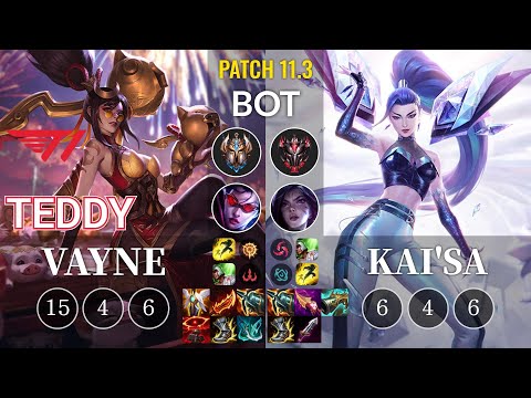 T1 Teddy Vayne vs Kai'Sa Bot - KR Patch 11.3