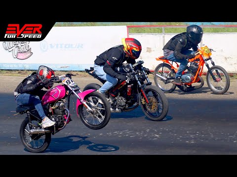 AKT NKD 🆚 Yamaha RX115 🆚 Pulsar NS 200 🆚 Suzuki AX 100 🔥DRAG RACING 15 seg. Piques Barranquilla 2022