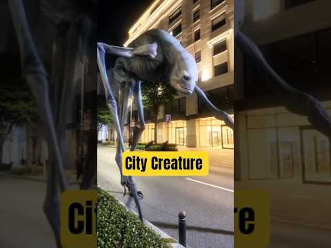 A creepy City creature tying to keep itself away from the people  #shorts #creature #creepy #ai
