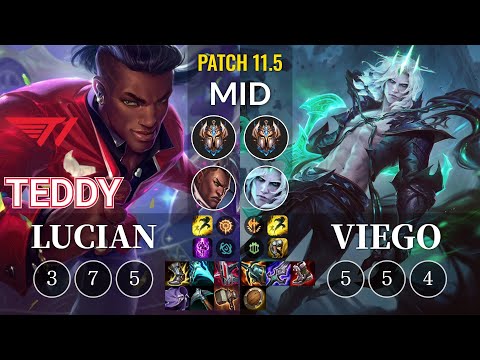 T1 Teddy Lucian vs Viego Mid - KR Patch 11.5