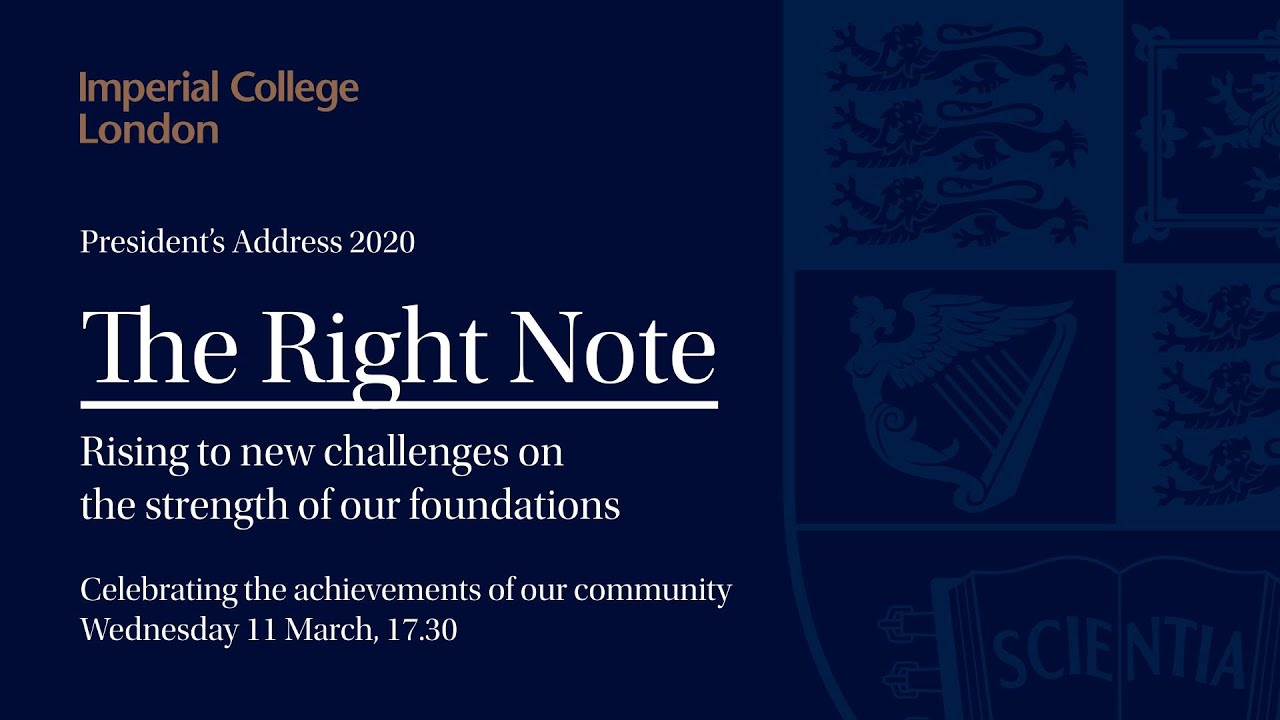 Professor Alice P. Gast delivers her sixth annual address 'The Right Note' on 11 March 2020.