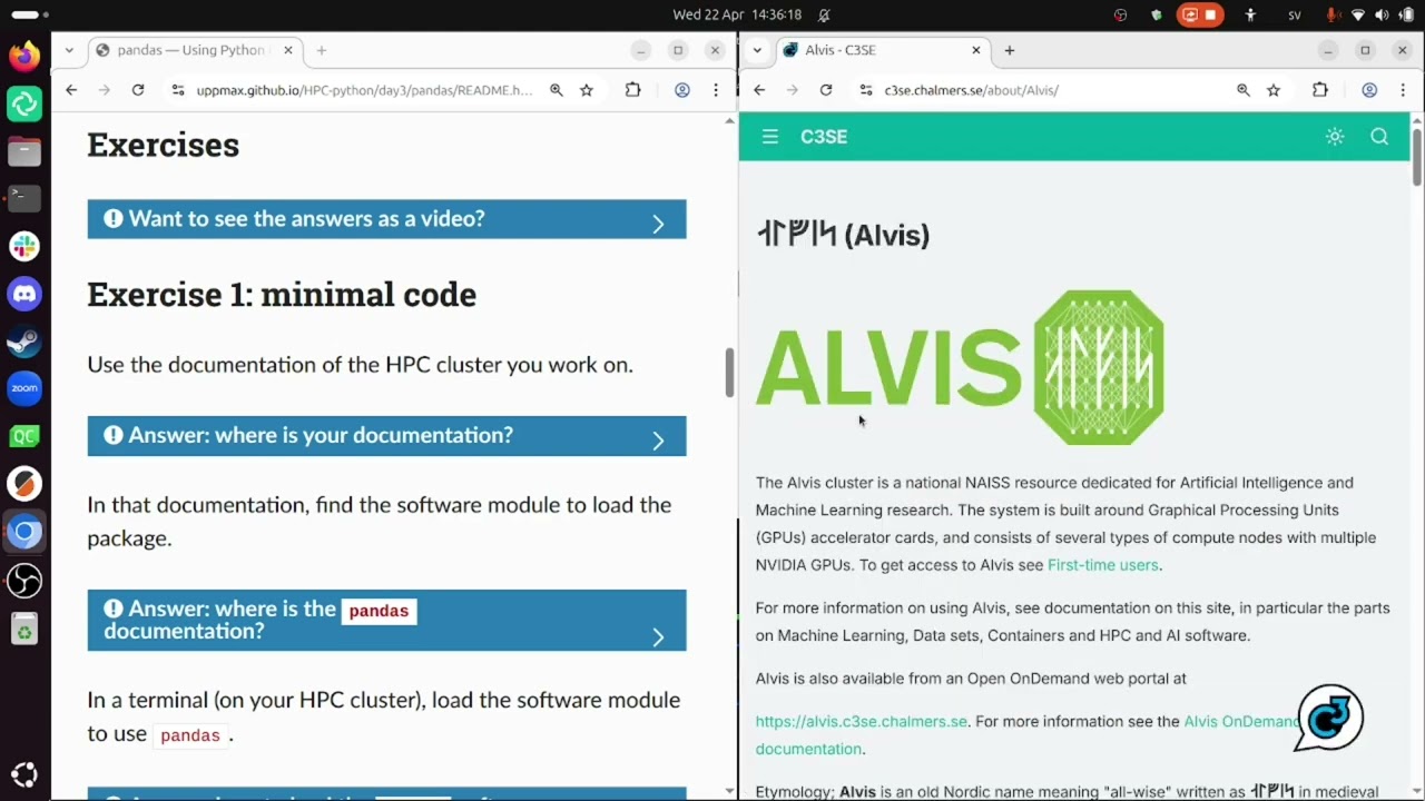 Lecture 1C: Pandas on C3SE's resource alvis