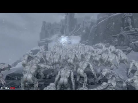 Skyrim Battles - How many Frost Trolls can the Greybeards defeat? (Part 2)