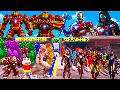 Franklin Hulkbuster Gang VS Shinchan Ironman Gang Fight In GTA 5!