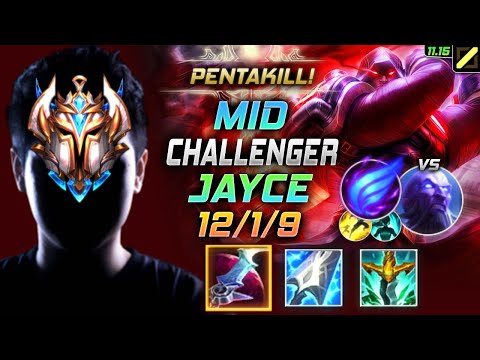 Challenger Jayce MID vs Ryze - 챌린저 미드 제이스 템트리 룬 월식 난입 ジェイス Джейс 未来守护者 杰西 - LOL KR 11.15