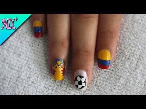DECORACIÓN DE UÑAS SELECCIÓN COLOMBIA♥ – UÑAS DE FÚTBOL FÁCIL DE HACER – MUNDIAL 2018 – NLC