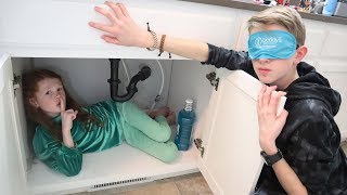 Blind fold Hide and Seek Challenge in the Bathroom