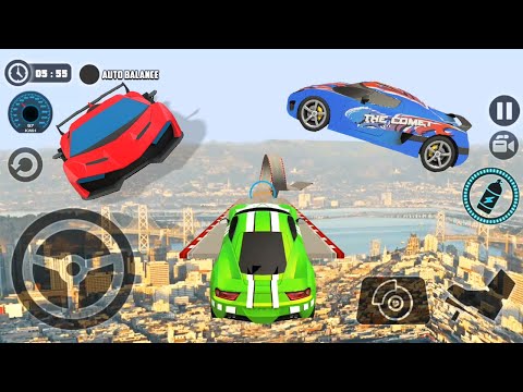 Impossible Car Tracks 3D - Red Car vs Green Car vs Blue Car - Impossible Stunts Simulator Gameplay