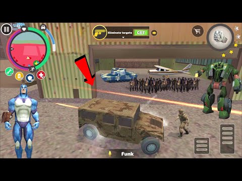 Rope Hero Vice Town (rope hero jeep army in army base) rope hero enter army base like a army man