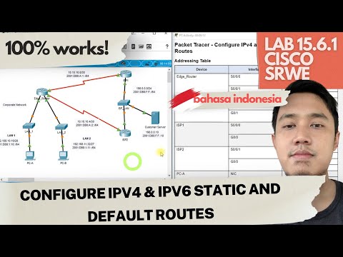 Lab 15.6.1 Cisco CCNA (SRWE): Konfigurasi IPv4 & IPv6 Static dan Default Routes