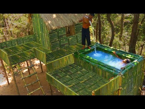 Construir la Más Increíble de Bambú Villa con Piscina pt lo Profundo de la Selva por los Antiguos H