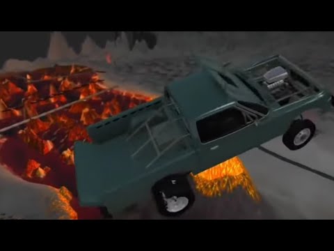 Beamng drive - open bridge crashes over volcano