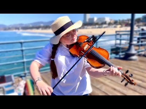 Teen Violinist performs Titanium / Viva La Vida on Santa Monica Pier
