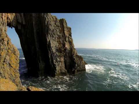 Deep Water Solo route on London Bridge, Torquay, Devon