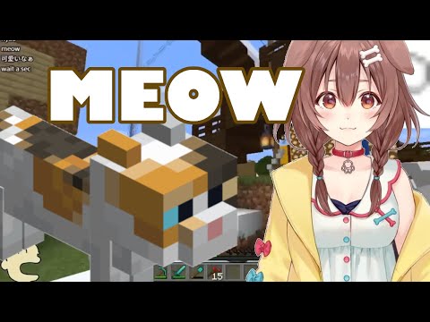 Korone Meowing like a Cat in Minecraft (Hololive) [EN sub]