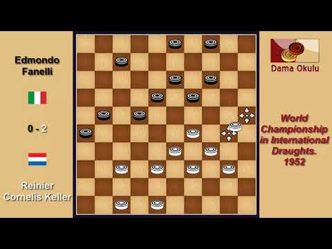 Reinier Cornelis Keller (NLD) - Edmondo Fanelli (ITA). Draughts World Championship. 1952.