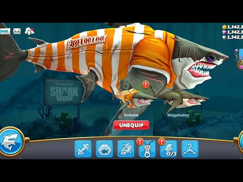 Extremely Play Inmate Megalodon shark|HUNGRY SHARK WORLD 🌍|HAPPY MOD APK