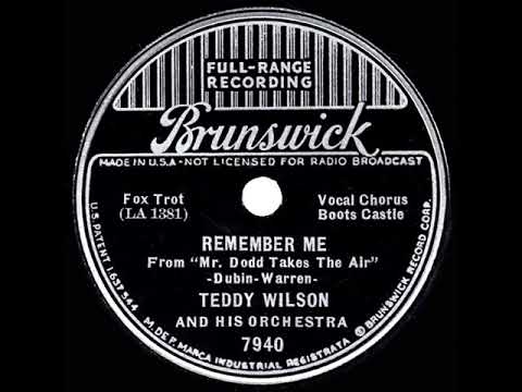 1937 OSCAR-NOMINATED SONG: Remember Me - Teddy Wilson (Boots Castle, vocal)