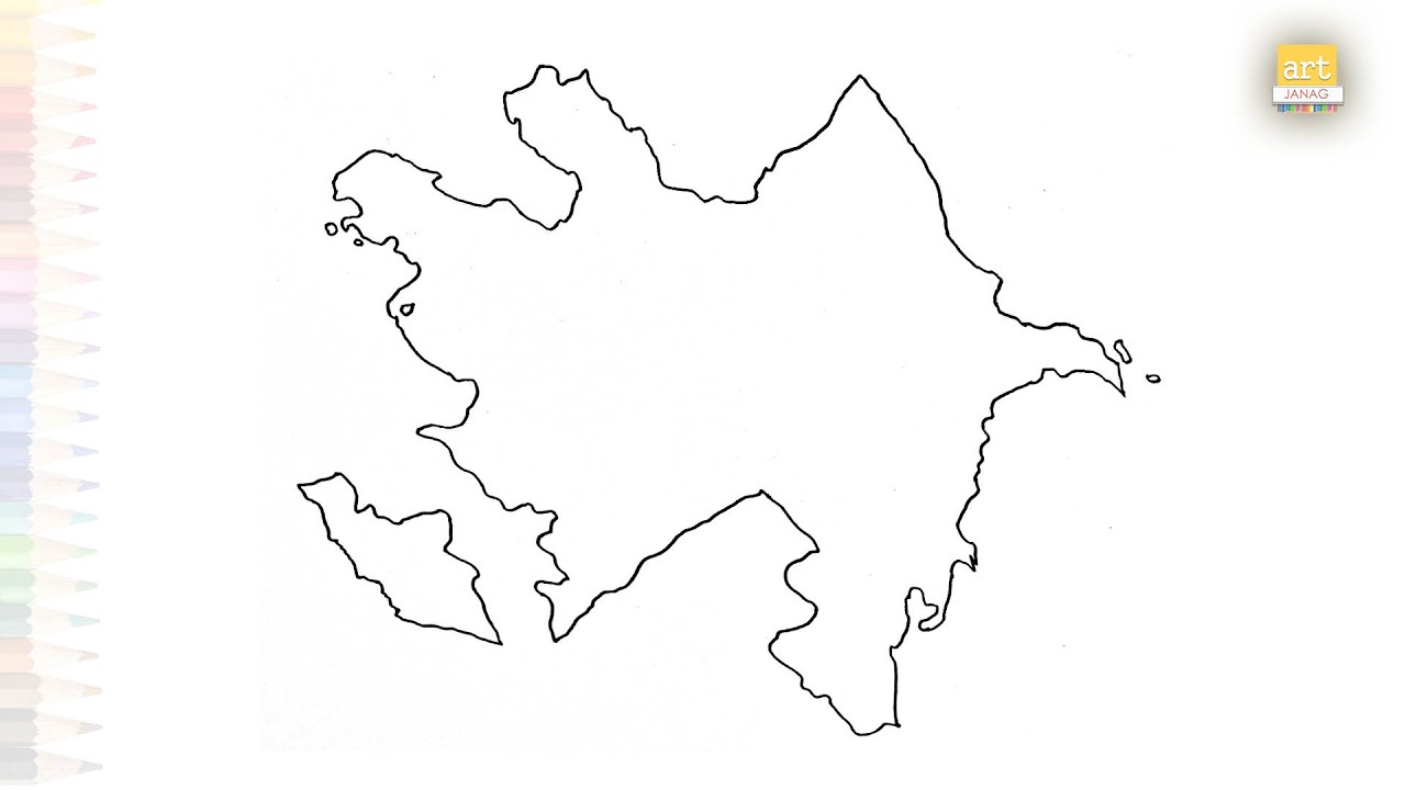 Azerbaijan Map outline drawing easy | Art tutorial | How to draw Azerbaijan Map step by step