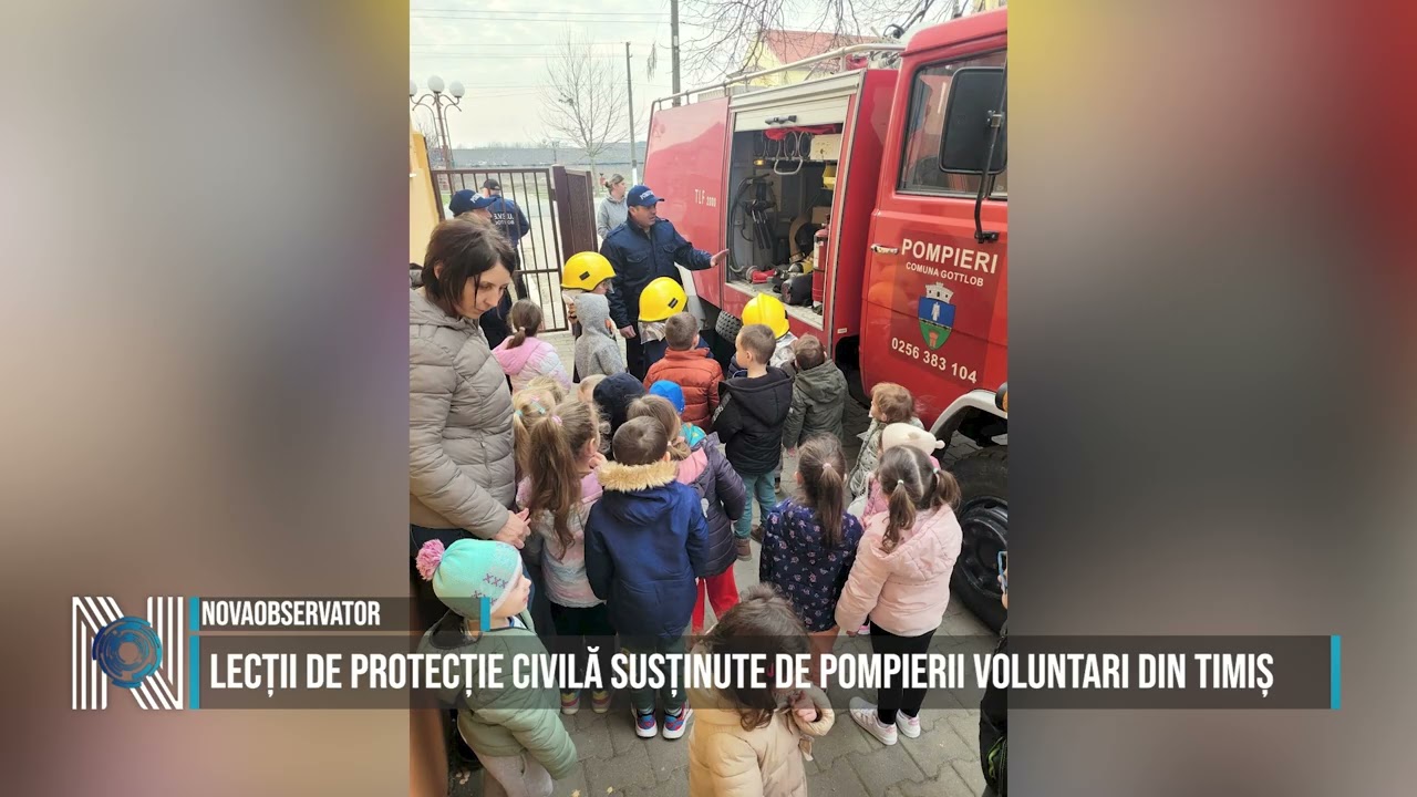 Lecții de protecție civilă susținute de pompierii voluntari din Timiș