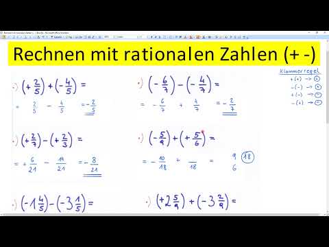 Rechnen mit rationalen Zahlen (+ -) Brüche (8 Stück)