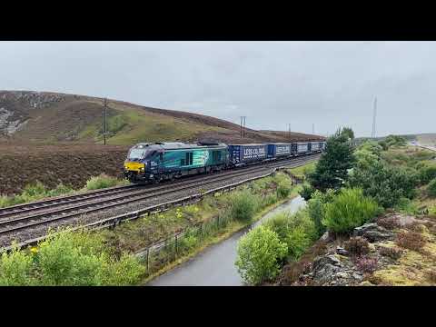 68016 on 4D47 Inverness to Mossend departs Slochd Summit 4th August 2020