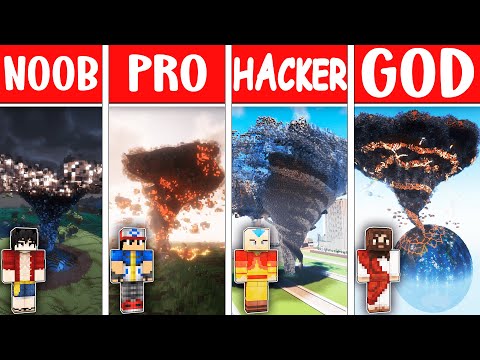 EPIC Minecraft TORNADO Destruction - NOOB vs PRO vs HACKER vs GOD