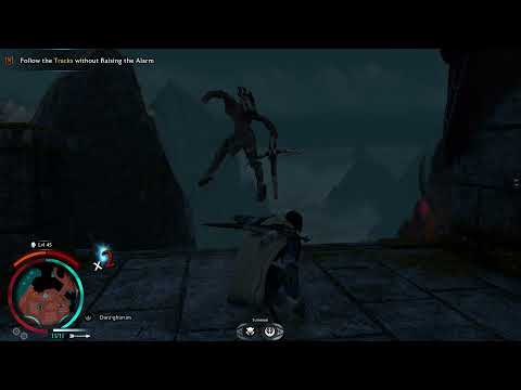 An Orc tries to draw a foul on Talion