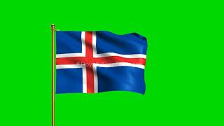 Iceland National Flag | World Countries Flag Series | Green Screen Flag | Royalty Free Footages