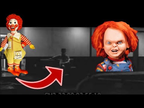 Ronald McDonald's doll moves in the night