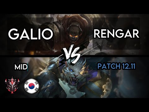 Galio Mid vs Rengar - KR Grandmaster Tier - Patch 12.12 - High KDA