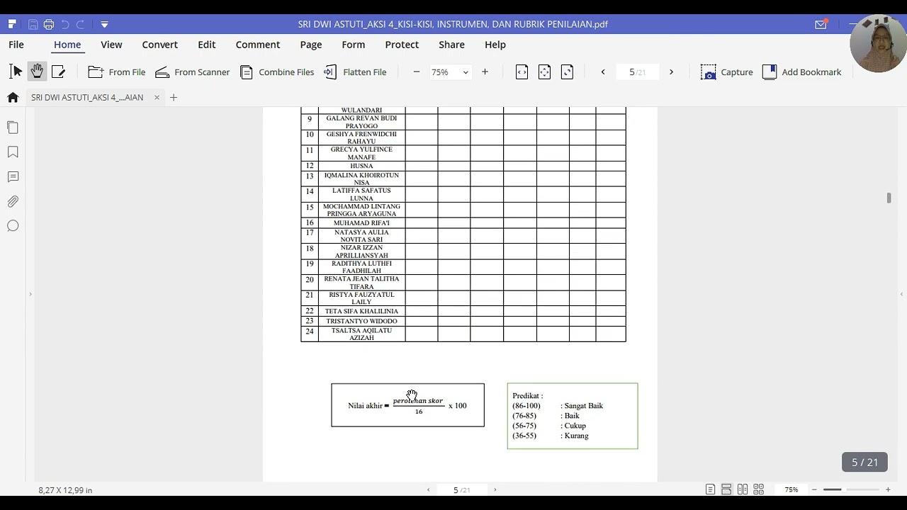 CONTOH INSTRUMEN PENILAIAN