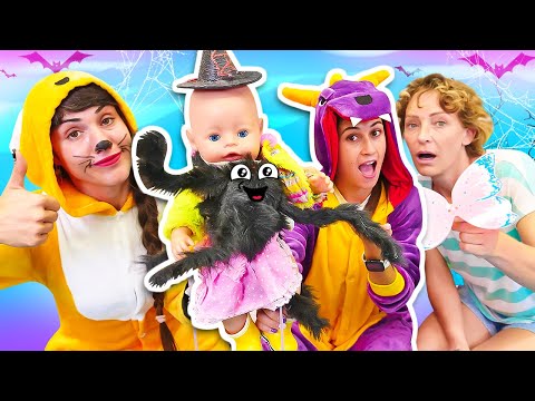 Baby Born geht auf eine Halloween Party. Lustiges Video für Kinder mit Nicole und ihren Freunden