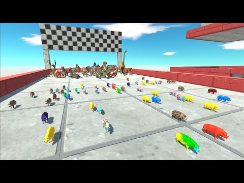 CHASE SPEED RACE TO EAT AN COLOR PIG - Animal Revolt Battle Simulator